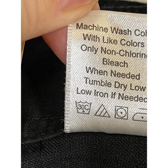 Coldwater Creek Linen Pant 16 Black Belted Neutral Classic Chic Preppy - Picture 11 of 12